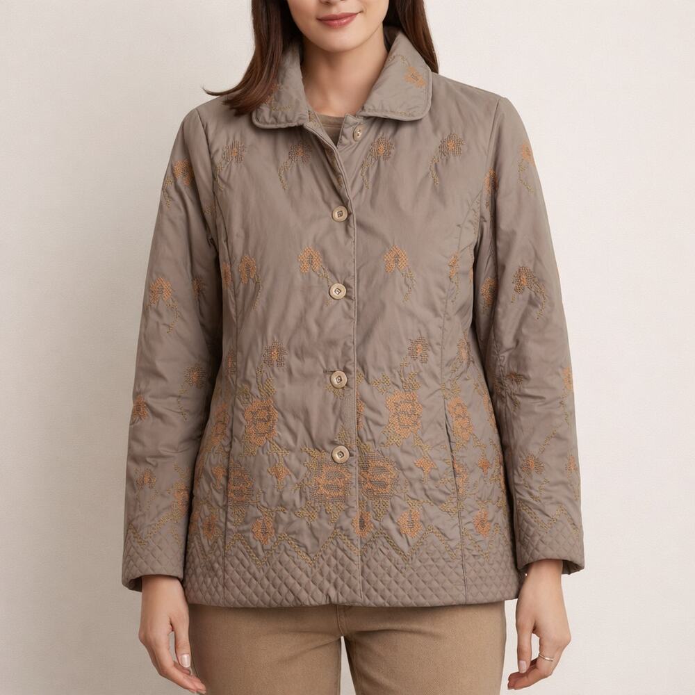 Prego Quilted and Embroidered lightweight jacket Size Large